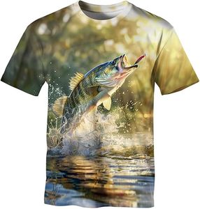 T-shirt de pêche 3D personnalisé pour hommes, avec motif de poisson réaliste, à manches courtes, pour les sports de plein air et les tenues décontractées - Product Image 4