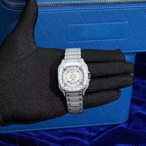Reloj de Hombre con Moissanita Redonda Brillante de 20 a 35 Quilates, Analógico Digital de Cuarzo, Resistente al Agua 10 Bar, Reloj de Lujo - Product Image 4