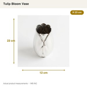 Vase en laiton fait main de 23 cm, motif tulipe, finition miroir argenté, pour décoration intérieure, centre de table de mariage, art métallique durable - Product Image 5