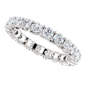 Anillo de Boda de Eternidad Completa con Moissanita de Corte Redondo, Plata de Ley 925, Apilable, Anillo de Promesa de Aniversario Nupcial, Regalo para Ella - Product Image 1