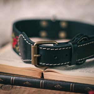 Genuine leather dog collar with <b>braided</b> styling for elegance durability and reliable performance Leather <b>Braided</b> Dogs Collars - Product Image 3