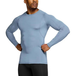 Haut de sport pour homme à manches longues rouge, à séchage rapide, en polyester, anti-UV - Product Image 3