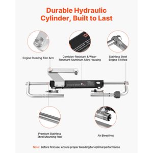 Kit di Sterzo Idraulico per Imbarcazioni Marine 90 HP 6.9 MPa 1000 psi con Pompa Timone e Cilindro Bloccante a Due Vie - Product Image 4