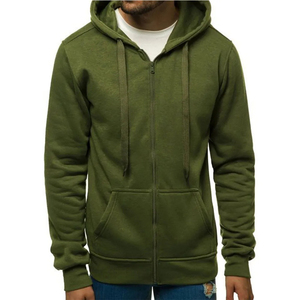 Sudadera con capucha para hombre, color verde oliva, con cremallera, corte regular, forro polar de algodón, informal, con bolsillo frontal - Product Image 5