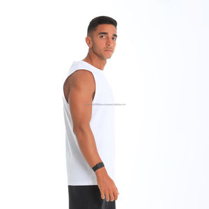 Débardeur de sport personnalisé 100% coton pour homme, respirant, fitness, course à pied, gym, sans manches, débardeur de musculation pour homme - Product Image 5