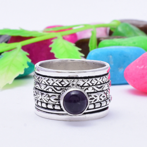 Amethyst <b>Spinner</b> <b>Ring</b> Handmade Fidget Purple Amethyst Sterling Silver <b>Ring</b> Anxiety Relief Jewelry Boho Gift - Product Image 4
