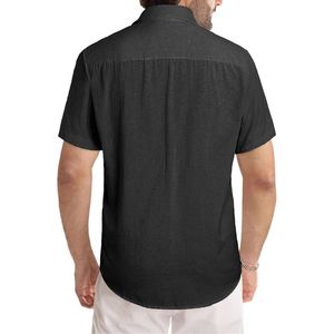 เสื้อเชิ้ตผู้ชายแขนสั้นแบบลำลอง ผ้าคอตตอนผสมโพลีเอสเตอร์ ใส่ได้ทั้งฤดูร้อนและทำงาน มีกระเป๋าเสื้อ - Product Image 2