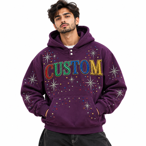 Sweat-shirts pour hommes en molleton bouclette extra lourd 500 GSM, double fermeture éclair, coupe ample et oversize, impression numérique ODM, patch 3D personnalisé, vente en gros - Product Image 5