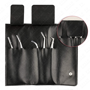 Juego de Pinzas Profesionales de Acero Inoxidable Plateado para Extensión de Pestañas, Herramientas para Pestañas con Punta Puntiaguda, con Estuche de Almacenamiento de Cuero PU - Product Image 6