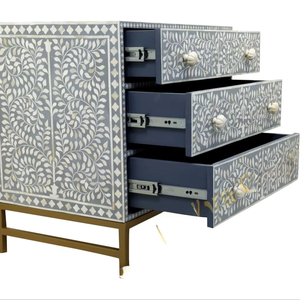 ILAHI's Bone Inlay <b>Drawer</b> Modern Design Agate Detailing <b>Storage</b> Portable Home Furniture - Product Image 1