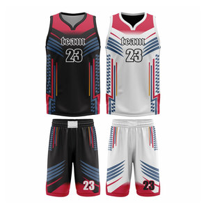 Conjunto de Uniforme de Baloncesto Team 23, Camiseta sin Mangas con Cuello en V Sublimada y Pantalones Cortos, Poliéster que Absorbe la Humedad, Estampado Geométrico Unisex para Adultos - Product Image 2