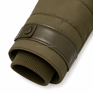Manteau long matelassé pour femme, col montant, fermeture éclair, vert olive, chaud et décontracté, vente en gros - Product Image 4