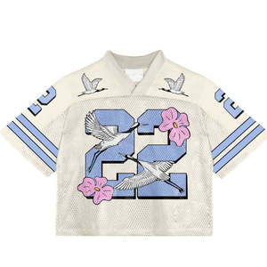 Maillot de football 2026 d'été en maille, style rétro américain, streetwear, t-shirts courts oversize pour hommes - Product Image 5