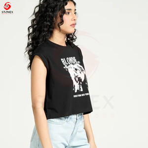 Camiseta de Algodón Premium Estampada para Mujer, Corte Holgado y Relajado, Cuello Redondo, Estilo Casual, Moda Diaria, Prenda Básica Esencial - Product Image 4