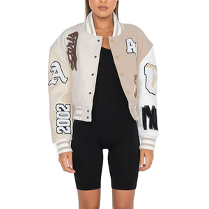 Professional Crop <b>Top</b> Varsity Jacket Durable Womens Streetwear Premium Manufacturer Bulk Orders - Product Image 1
