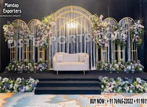 Perfect Engagement Party Stage Decor Multi-Layered Arches Arabian Style Mehraab <b>Backdrop</b> Panel Decor Reception Stage Metal <b>Stand</b> - Product Image 5