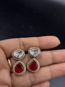 Luxury <b>Stud</b> Earrings And Red stone For Women Party Jewelry beautiful handwork on earrings - Product Image 3