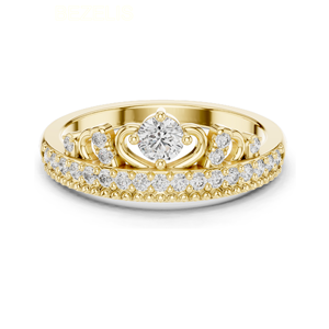 Anillo de cóctel estilo Art Deco vintage con diamante cultivado en laboratorio y detalles intrincados de milgrain en oro rosa de 14k, modelo Heirloom Q - Product Image 1