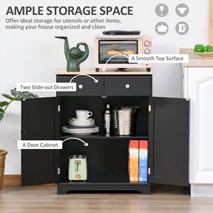 Armadio Buffet a credenza a 2 porte con ripiano regolabile e 2 cassetti per cucina Bar sala da pranzo o corridoio in nero - Product Image 4