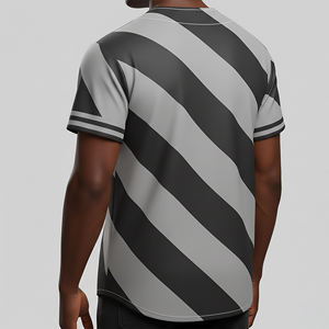 Nueva Camiseta de Fútbol para Hombre, Negra y Gris a Rayas, Manga Corta, Cuello Redondo, Absorbe la Humedad, Corte Regular, para Todas las Temporadas - Product Image 4