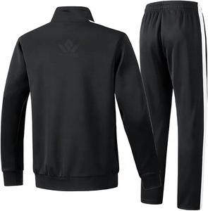Ensemble de survêtement noir pour homme, veste à fermeture éclair intégrale et pantalon de jogging, polyester respirant, vêtements de sport décontractés - Product Image 2