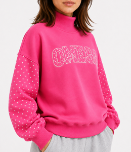 Sweat-shirt surdimensionné à col montant pour femme Omega Custom, imprimé floral, avec logo appliqué, pull décontracté, fabricant - Product Image 5