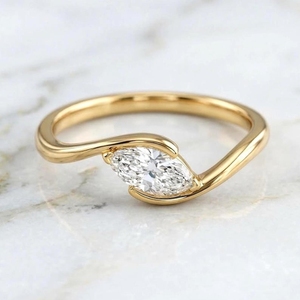 Bague pour femme en diamant de laboratoire certifié IGI, couleur F, jaune, 1 carat, taille marquise, VS1, 18 carats, 1,8 g, diamant de laboratoire IGI - Product Image 2