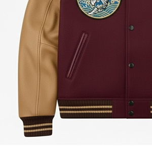 Nouvelle arrivée : veste varsity pour homme en gros, avec patch brodé en chenille, veste varsity à capuche pour homme - Product Image 3