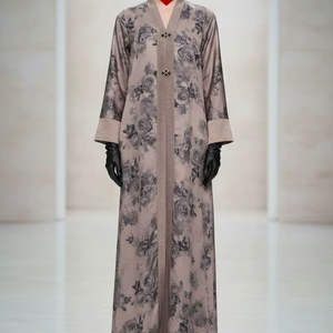 Abaya Burkha de Crepé con Estampado de Mármol para Mujer, Larga hasta el Suelo, para Eventos Formales/Nocturnos, con Características Antiarrugas Lavables, Importada de Gujarat - Product Image 1