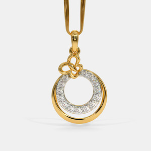 Collier pendentif cercle floral en or jaune avec diamant de laboratoire - Product Image 1