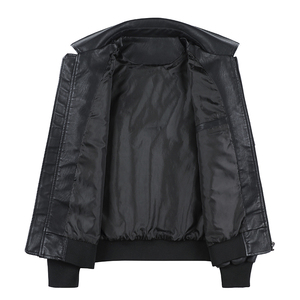 Veste en cuir PU noir élégante, taille XL, style rétro, fermeture éclair, motif décoratif, vente en gros personnalisée, best-seller - Product Image 3