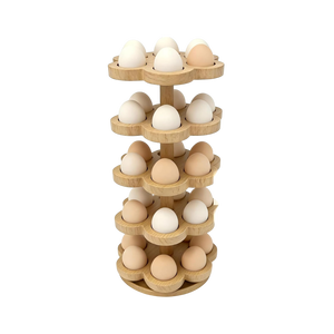 Organizador de Huevos Giratorio de Madera de Acacia, Estante de Almacenamiento de Huevos de 5 Niveles que Ahorra Espacio, Capacidad para 30 Huevos, Estante Organizador para Encimera de Cocina - Product Image 3