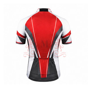 Ensemble maillot et short de cyclisme pour homme, rouge, blanc, noir, manches courtes, fermeture éclair sur le devant, pour adultes - Product Image 4