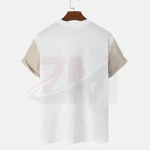 เสื้อยืดผู้ชายลายเรขาคณิตสีสันตัดกัน คอโอ แขนสั้น สไตล์ลำลอง ทรงปกติ ผ้าถักนิตติ้ง 100% ผ้าฝ้าย ขายส่งตามเทรนด์ - Product Image 2