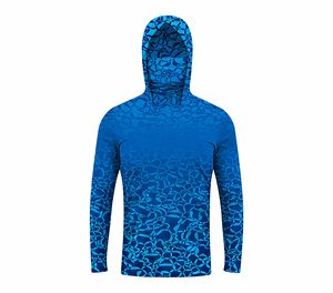 Sudadera con Capucha Azul Estampada para Hombre, Manga Larga, Protección Solar UPF 50, Camisa de Pesca Anti-UV - Product Image 2