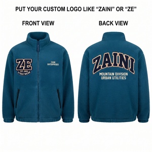 Premium 280 GSM Polar Fleece <b>Jacket</b> Teal Blue Soft Warm Full Zip Stand Collar Printed Custom Logo Men's Waterproof Outdoor - Product Image 1