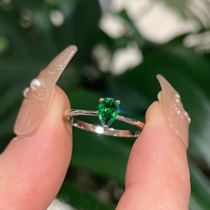 Light Luxury Moissanite <b>Ring</b> 925 <b>Silver</b> 10K Gold <b>Emerald</b> Pear Shaped Moissanite <b>Ring</b> Super Delicate Fashion <b>Ring</b> For Unisex - Product Image 3
