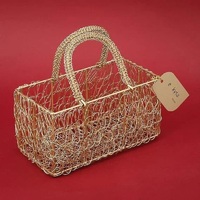 Panier en métal doré martelé, moderne et écologique, très tendance, avec poignée, idéal pour mariage, cadeau polyvalent, personnalisable