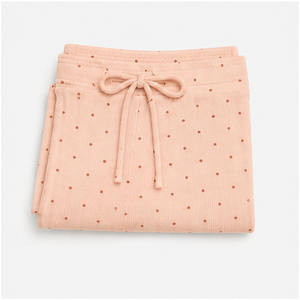 Custom Soft Peach Polka Dot Womens Feminine Relaxed Fit Drawstring Lounge <b>Shorts</b> Fine Rib-Knit <b>Jersey</b> - Product Image 6