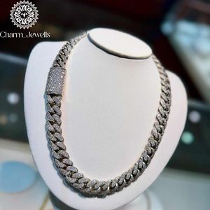 Charm Jewells Men's Moissanite Freshwater Pearl IGI Certified Necklace Brilliant Cut Link <b>Chain</b> 14K Gold Plated 925 <b>Silver</b> Hip - Product Image 4