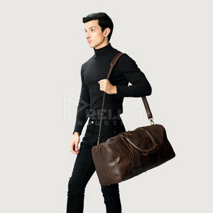 Sac de voyage en cuir véritable de haute qualité avec logo personnalisé, faible MOQ, marque privée, sac de voyage vintage grande capacité pour la gym et le week-end - Product Image 5