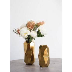 Juego de 2 jarrones de metal con acabado dorado para plantas artificiales, maceta hecha a mano, diseño moderno, jarrón elegante para decoración de mesa en el hogar. - Product Image 1