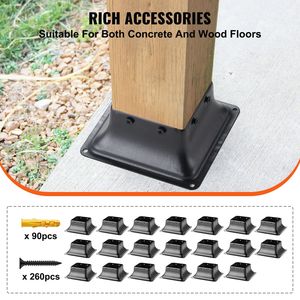 Soporte de poste de acero con recubrimiento en polvo de alta resistencia 4x4, 20 piezas, interno de 3.6"x3.6", compatible con anclajes de madera estándar y anclajes de hormigón - Product Image 5