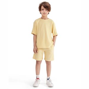 Conjunto de Verano 2026 para Niños, Camiseta y Pantalones Cortos a Juego, Diseño de Parches, Rayas, Algodón Puro - Product Image 4
