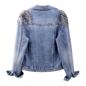 New Fashion Casual Winter Men's Denim <b>Rhinestone</b> <b>Jacket</b> Stand Collar Customized Color Front OEM Service Waterproof Breathable - Product Image 1