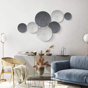 Décoration murale DIY bleu argenté pour salon, 7 pièces, sculptures murales en métal pour bureau, appartement, salle de bain, décoration du Ramadan - Product Image 2