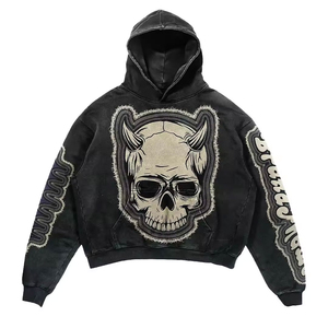 Sudaderas con capucha personalizadas de alta calidad para hombre, al por mayor, último diseño, con efecto lavado ácido. - Product Image 5