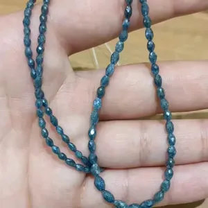 Cuentas de diamante azul de grado AAA, facetadas en forma de barril, para la fabricación de joyería, diamante natural de 2.5 - 4 mm a precio de mayorista, 38 cm - Product Image 3