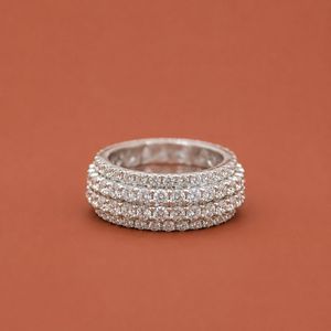 Bague Éternité Hip Hop en Argent 925 avec Moissanite VVS, Style Rappeur, Scintillante et Luxueuse - Product Image 1