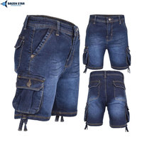 Shorts en jean délavé pour homme, taille mi-haute, avec broderies et applications, respirant, écologique, séchage rapide, fermeture éclair et bouton, style streetwear décontracté